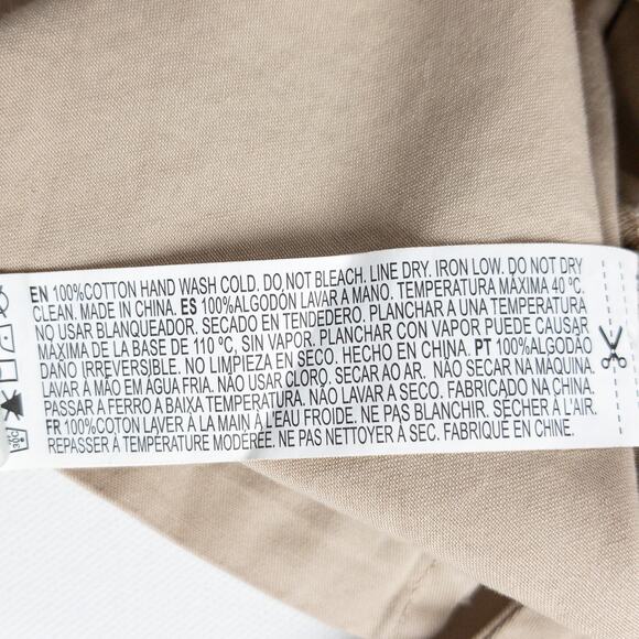 Forever 21 Woven Top Men's Large Camp Collar Long Sleeve Cotton Taupe - Picture 8 of 12